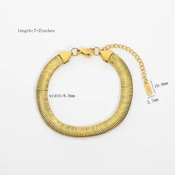 Multi Style 18K Gold Plated Steel Chain Stackable Bracelets - Fgs