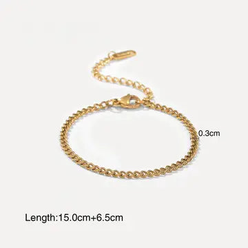 Multi Style 18K Gold Plated Steel Chain Stackable Bracelets - Fgs