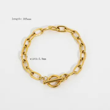 Multi Style 18K Gold Plated Steel Chain Stackable Bracelets - Fgs