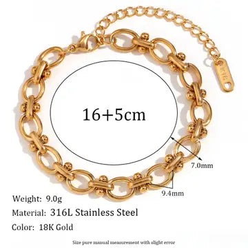 Multi Style 18K Gold Plated Steel Chain Stackable Bracelets - Fgs