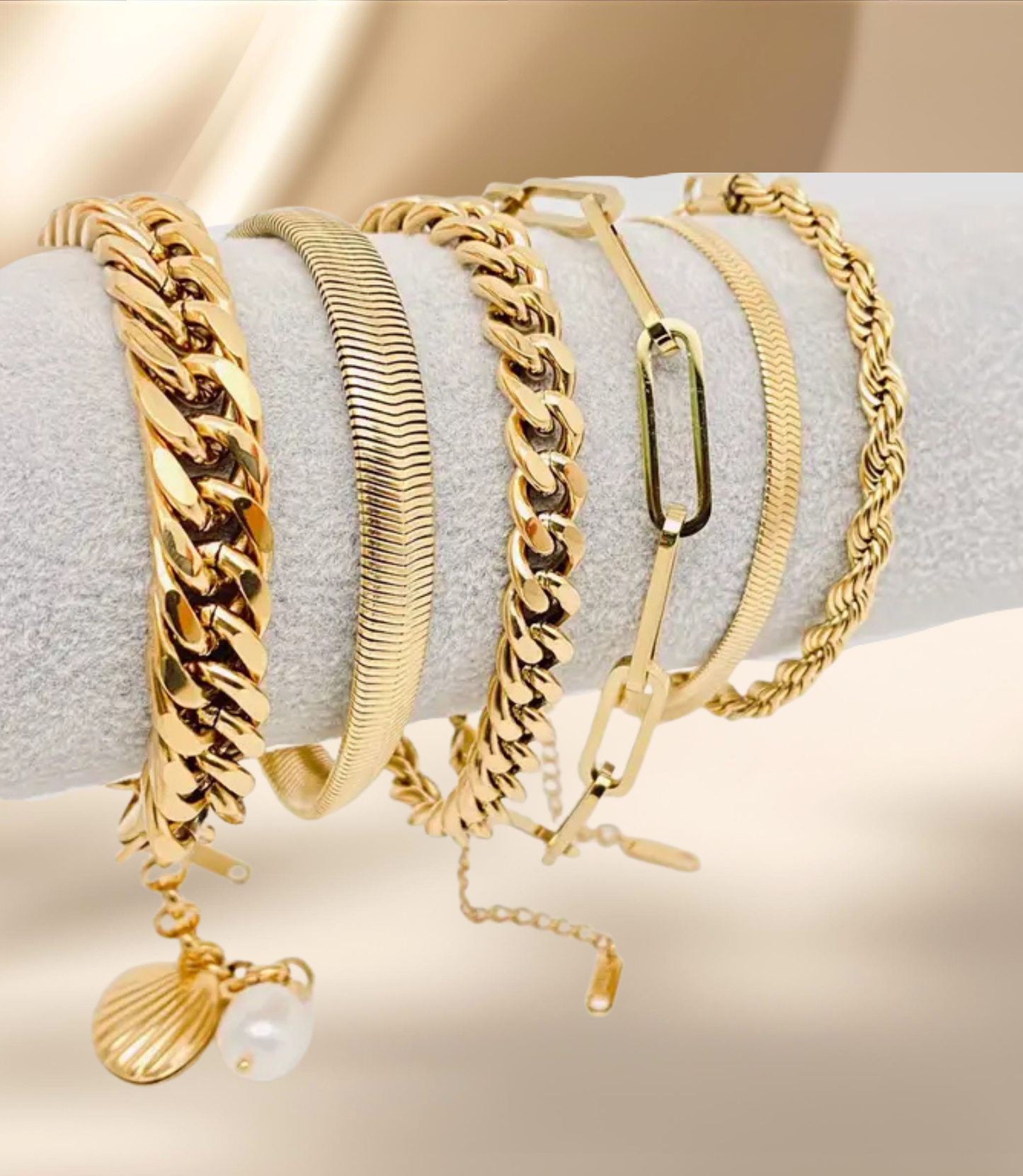 Heart Shape Pendant Stainless Steel Gold-Plated Bracelet
