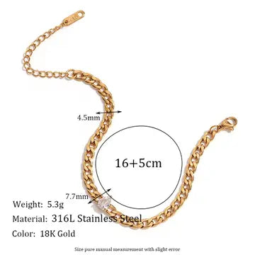 Multi Style 18K Gold Plated Steel Chain Stackable Bracelets - Fgs