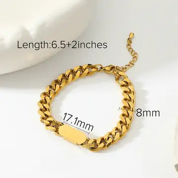 Multi Style 18K Gold Plated Steel Chain Stackable Bracelets - Fgs