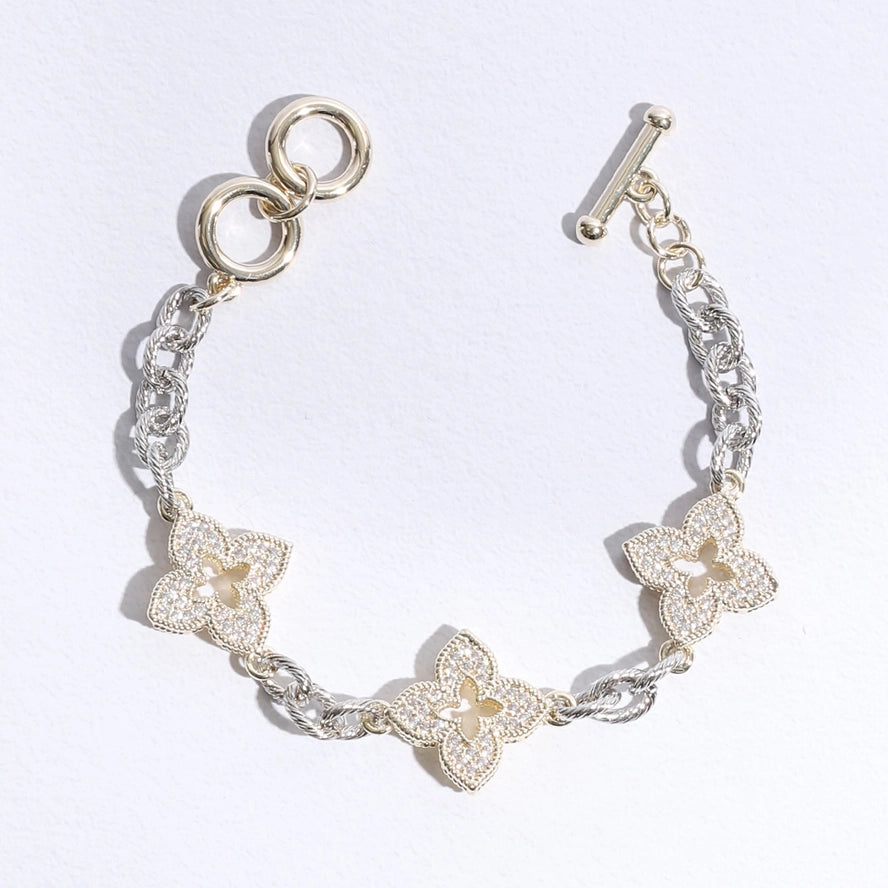 3 Clover Pave Clover Mop Link Bracelet