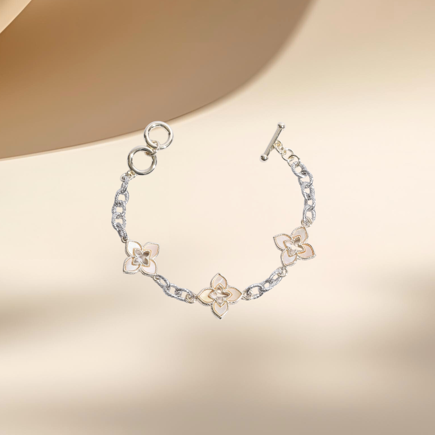 3 Clover Pave Clover Mop Link Bracelet