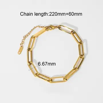 Multi Style 18K Gold Plated Steel Chain Stackable Bracelets - Fgs
