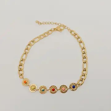Heart Shape Pendant Stainless Steel Gold-Plated Bracelet