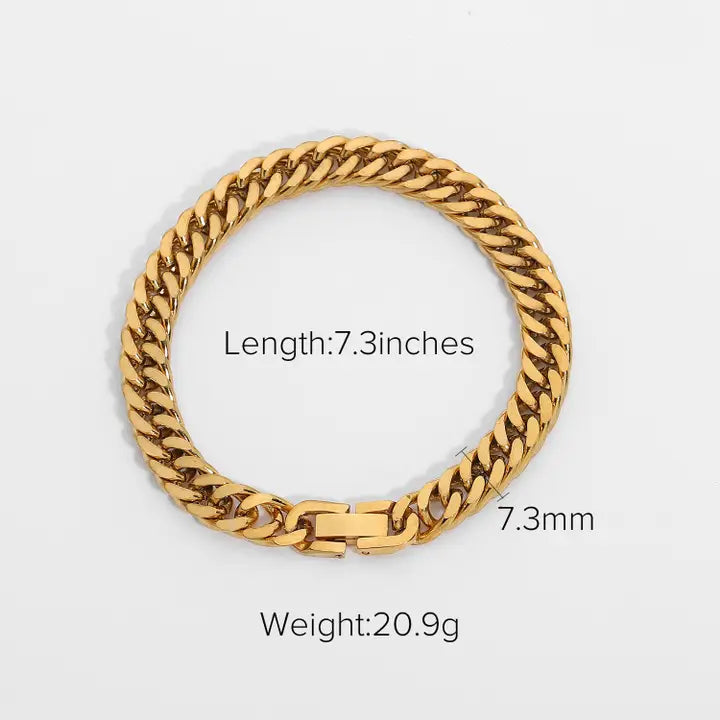 Multi Style 18K Gold Plated Steel Chain Stackable Bracelets - Fgs