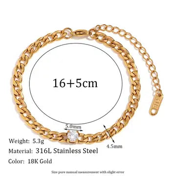 Multi Style 18K Gold Plated Steel Chain Stackable Bracelets - Fgs