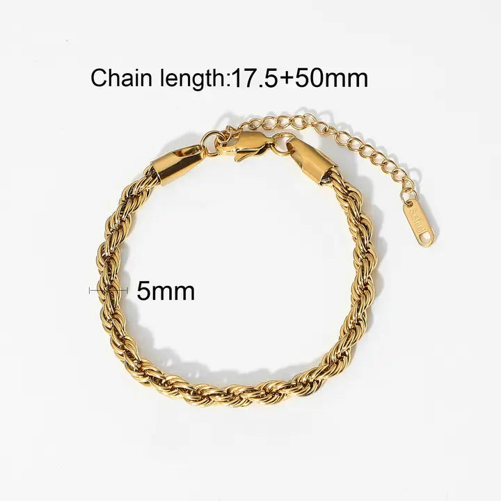 Multi Style 18K Gold Plated Steel Chain Stackable Bracelets - Fgs