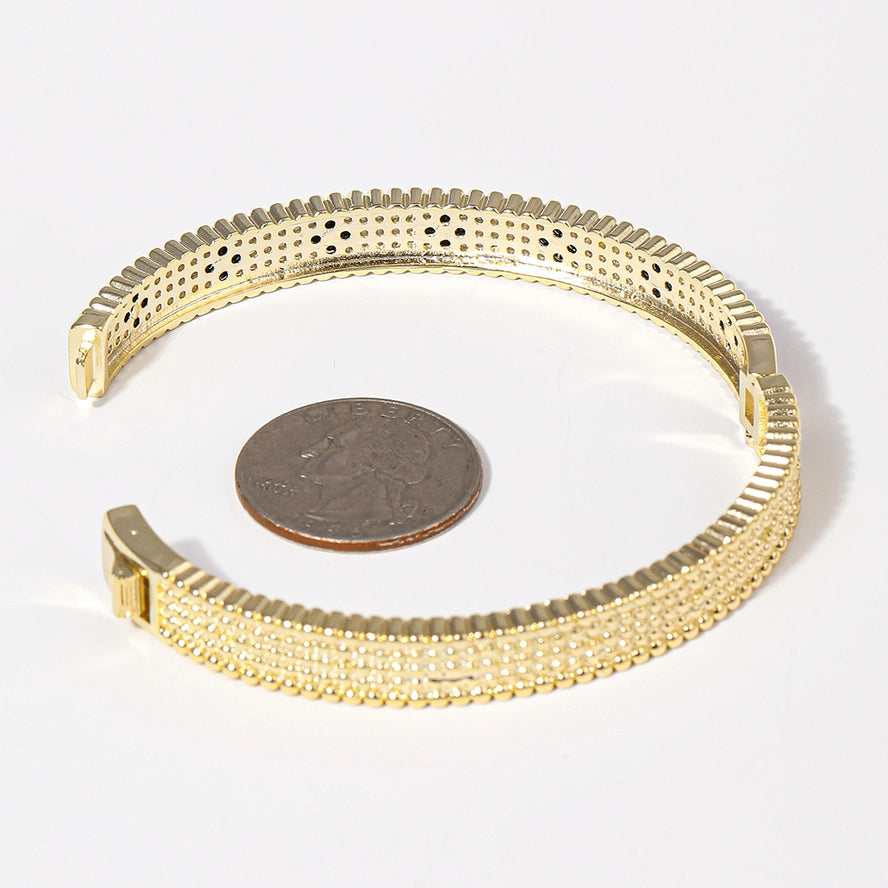 Gold & Black Floral Bangle Bracelet.