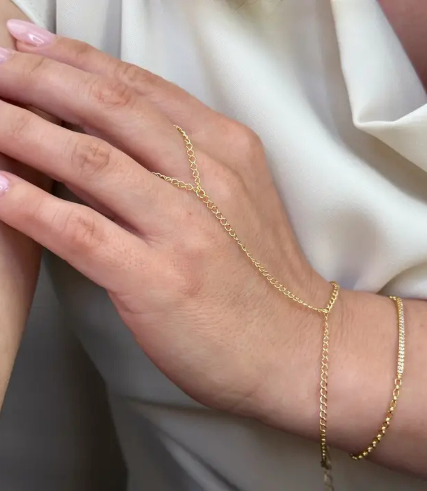 18k Gold Filled Plain Hand Chain