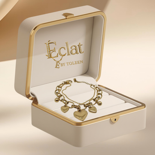 Heart Shape Pendant Stainless Steel Gold-Plated Bracelet
