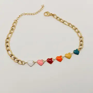 Heart Shape Pendant Stainless Steel Gold-Plated Bracelet