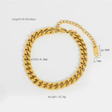 Multi Style 18K Gold Plated Steel Chain Stackable Bracelets - Fgs