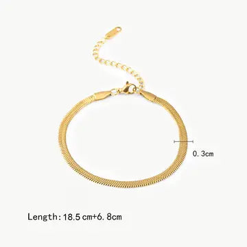 Multi Style 18K Gold Plated Steel Chain Stackable Bracelets - Fgs