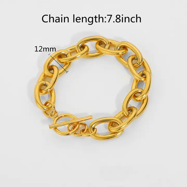 Multi Style 18K Gold Plated Steel Chain Stackable Bracelets - Fgs