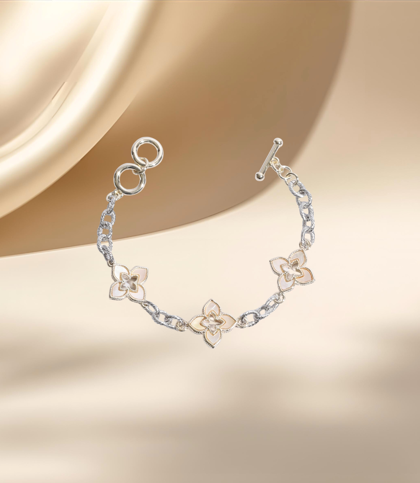 3 Clover Pave Clover Mop Link Bracelet