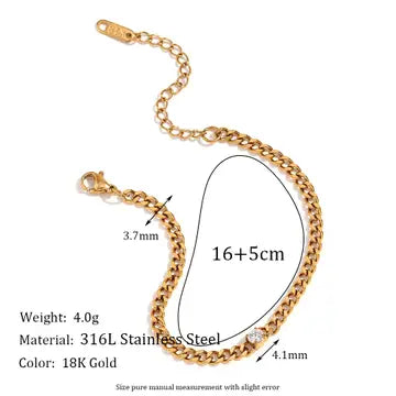 Multi Style 18K Gold Plated Steel Chain Stackable Bracelets - Fgs